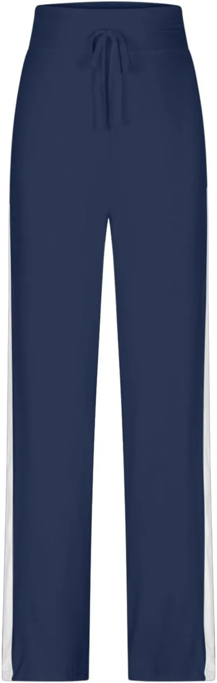 Women's Sweatpant Yoga Leggings Side Striped High Waist Stretch Slim Comfy Jogger Gym Sport Workout Pants Trousers