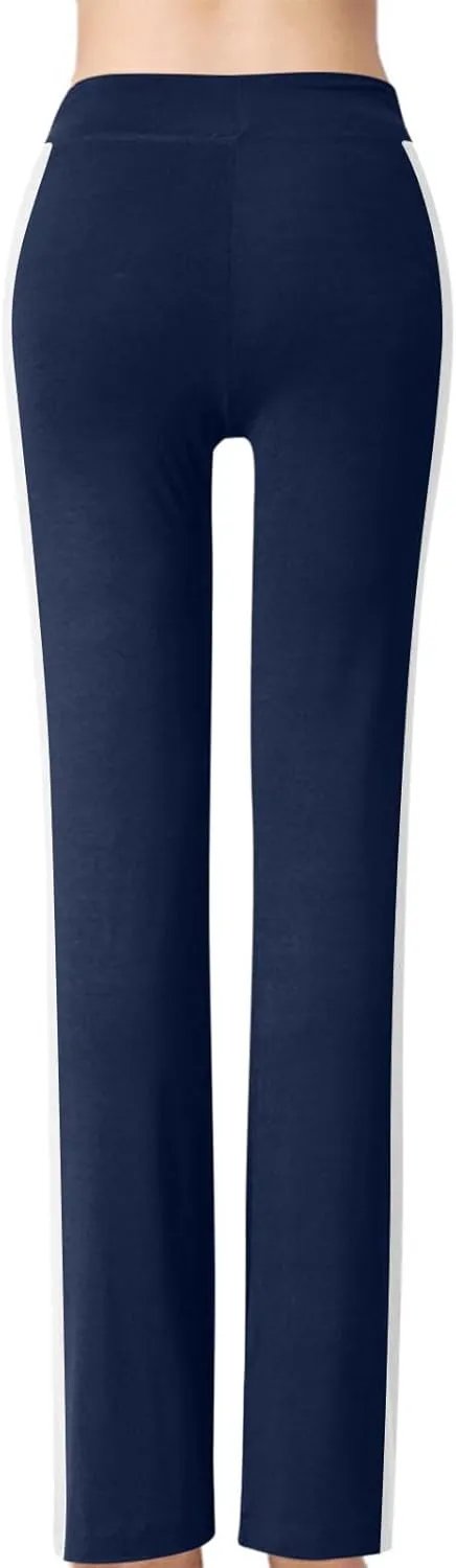 Women's Sweatpant Yoga Leggings Side Striped High Waist Stretch Slim Comfy Jogger Gym Sport Workout Pants Trousers