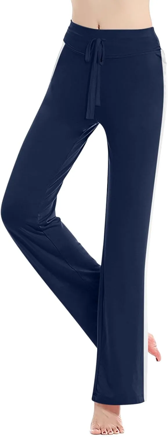 Women's Sweatpant Yoga Leggings Side Striped High Waist Stretch Slim Comfy Jogger Gym Sport Workout Pants Trousers