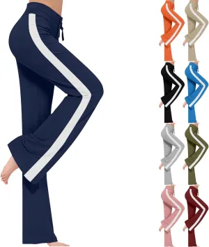 Women's Sweatpant Yoga Leggings Side Striped High Waist Stretch Slim Comfy Jogger Gym Sport Workout Pants Trousers