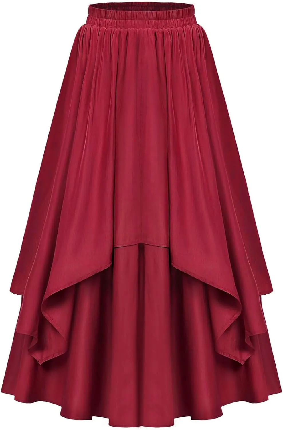 Women's Vintage Renaissance Skirts High Waisted Flared Layered A-Line Pirate Skirts Gothic Midi Skirt with Pockets