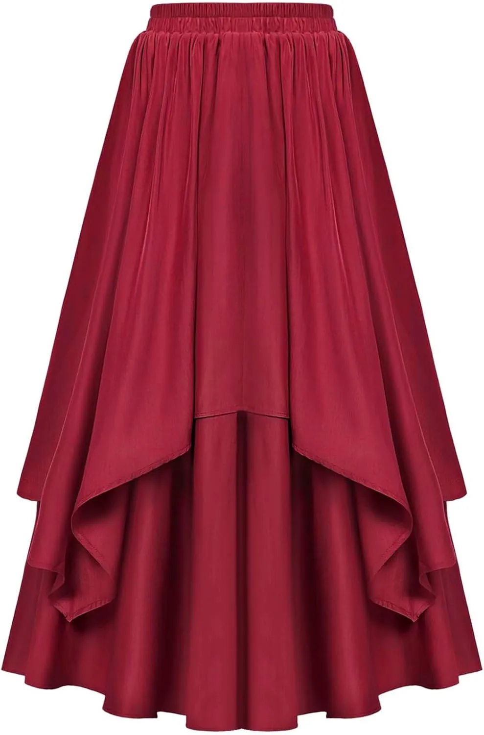 Women's Vintage Renaissance Skirts High Waisted Flared Layered A-Line Pirate Skirts Gothic Midi Skirt with Pockets