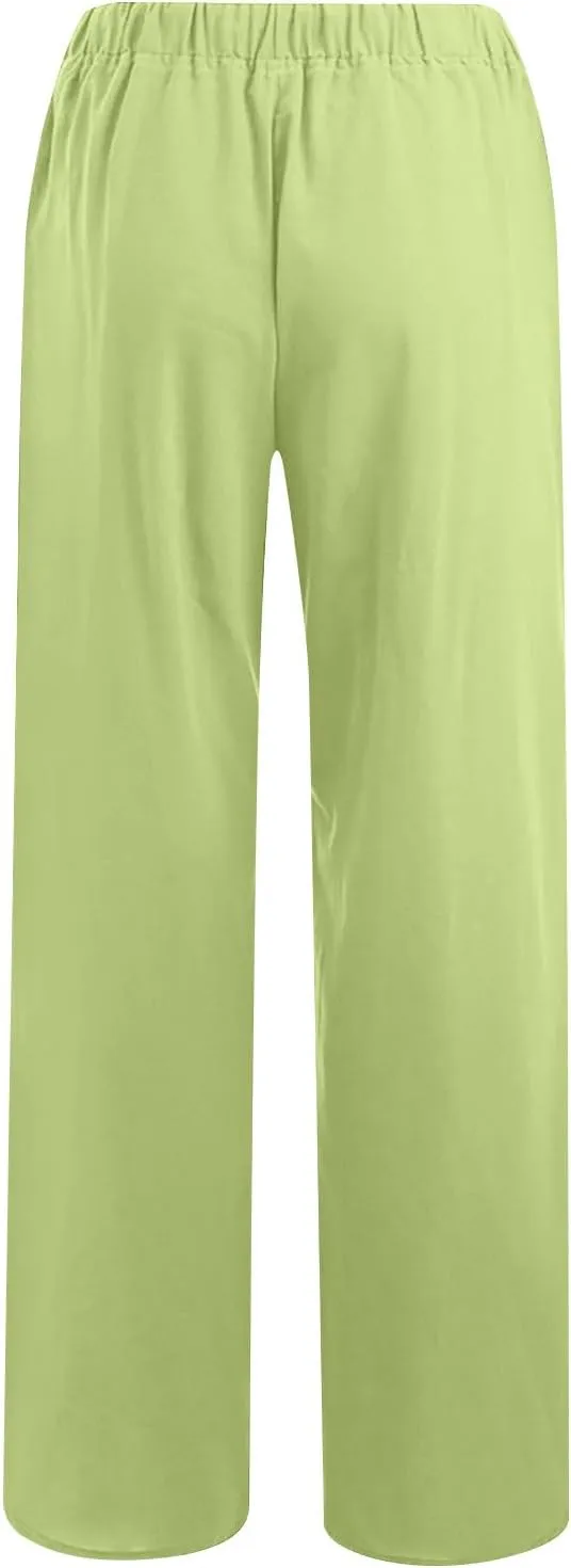 Womens Wide Leg Lounge Pants High Waisted Drawstring Casual Loose Palazzo Trousers Elastic Waist Pant with Pockets