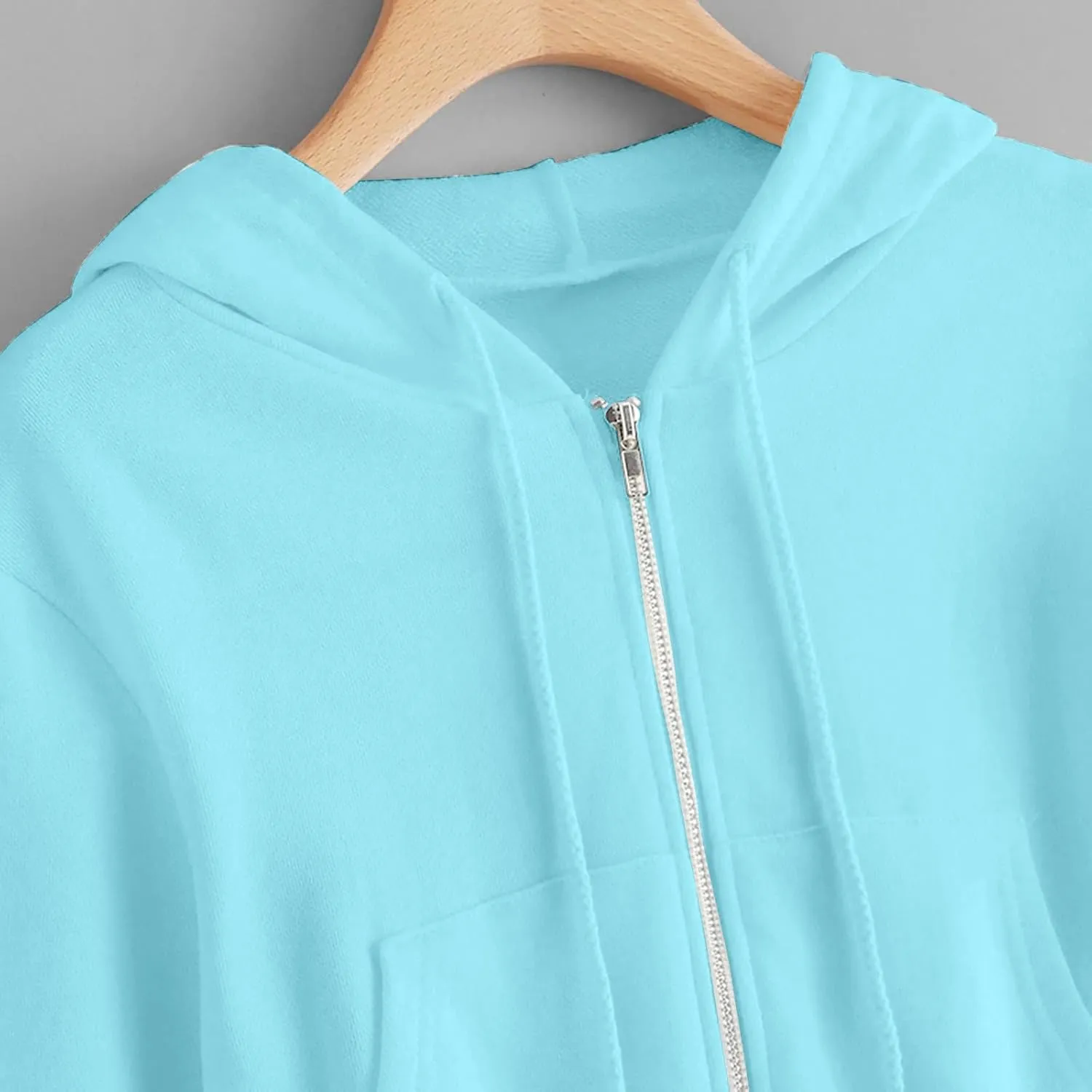 Womens Zip Up Cropped Hoodie Drawstring Crop Sweatshirt Long Sleeve Casual Tops Y2K Trendy Fall Winter Clothes 2024