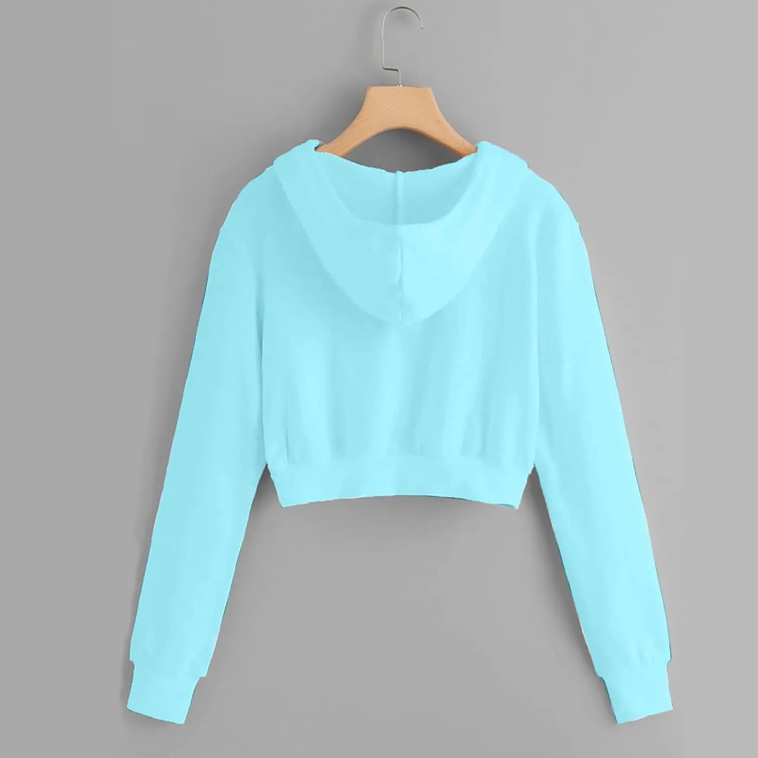 Womens Zip Up Cropped Hoodie Drawstring Crop Sweatshirt Long Sleeve Casual Tops Y2K Trendy Fall Winter Clothes 2024