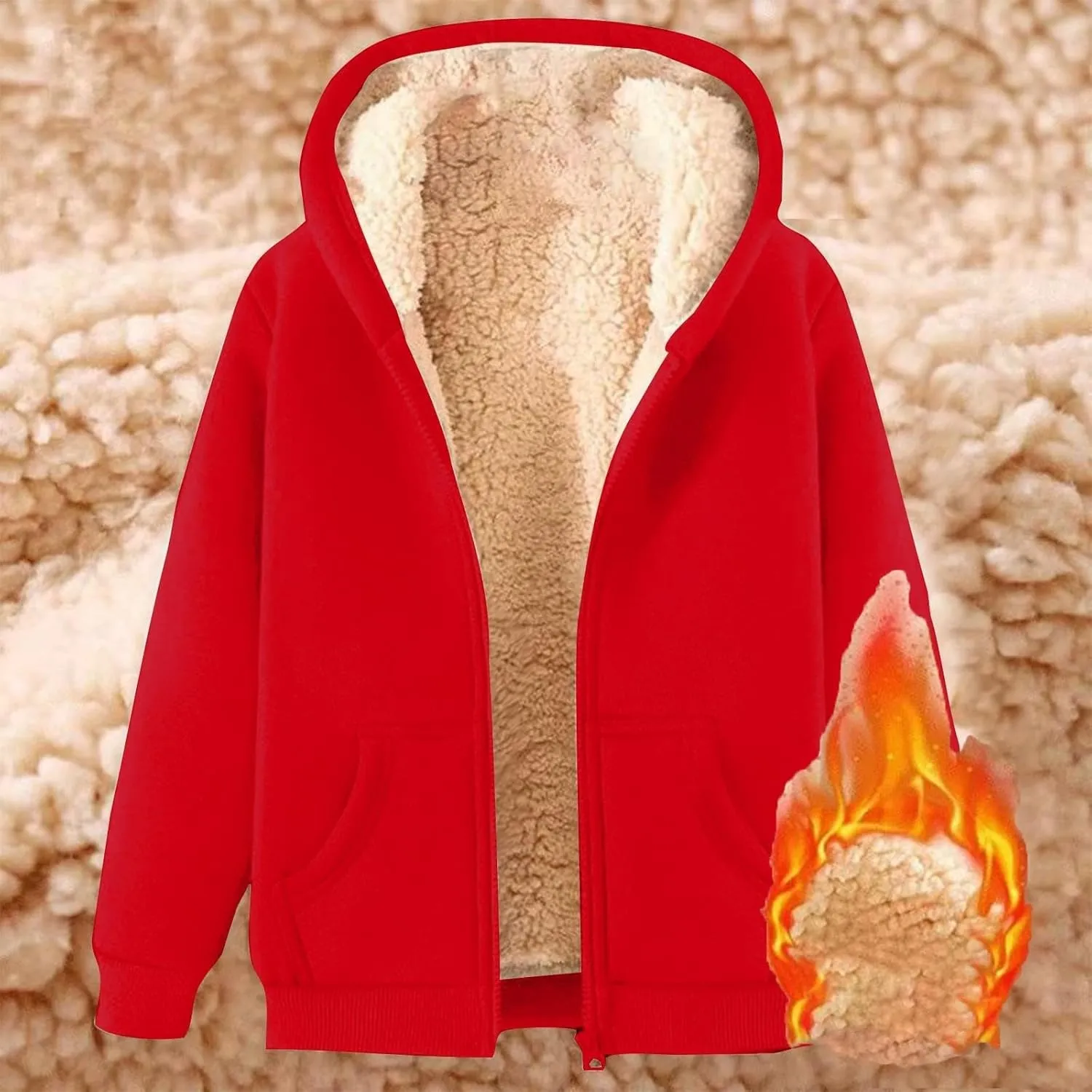 Womens Zip Up Hoodies Casual Oversized Fleece Jacket Trendy Y2K Hoodie Winter Sherpa Jacket Warm Winter Coats Pockets