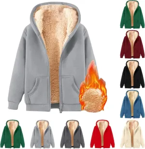 Womens Zip Up Hoodies Casual Oversized Fleece Jacket Trendy Y2K Hoodie Winter Sherpa Jacket Warm Winter Coats Pockets