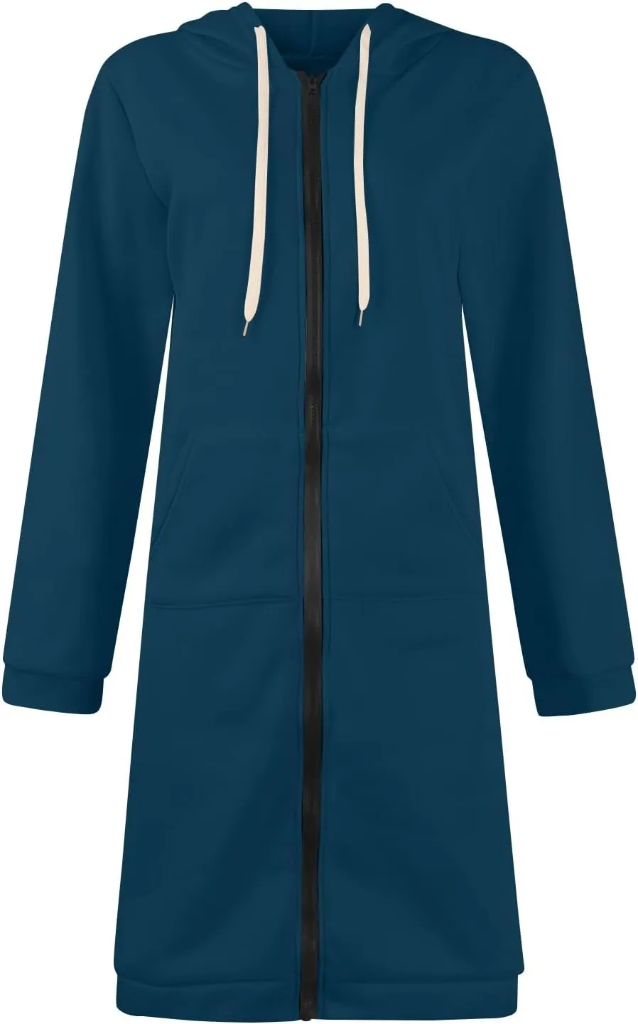 Womens Zip Up Hoodies Fall Lightweight Long Hooded Sweatshirt Oversized Fleece Jacket with Pockets