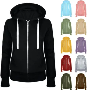 Womens Zip Up Hoodies Lightweight Casual Hoodie Long Sleeve Drawstring Hooded Sweatshirt Fall Outfits with Pockets