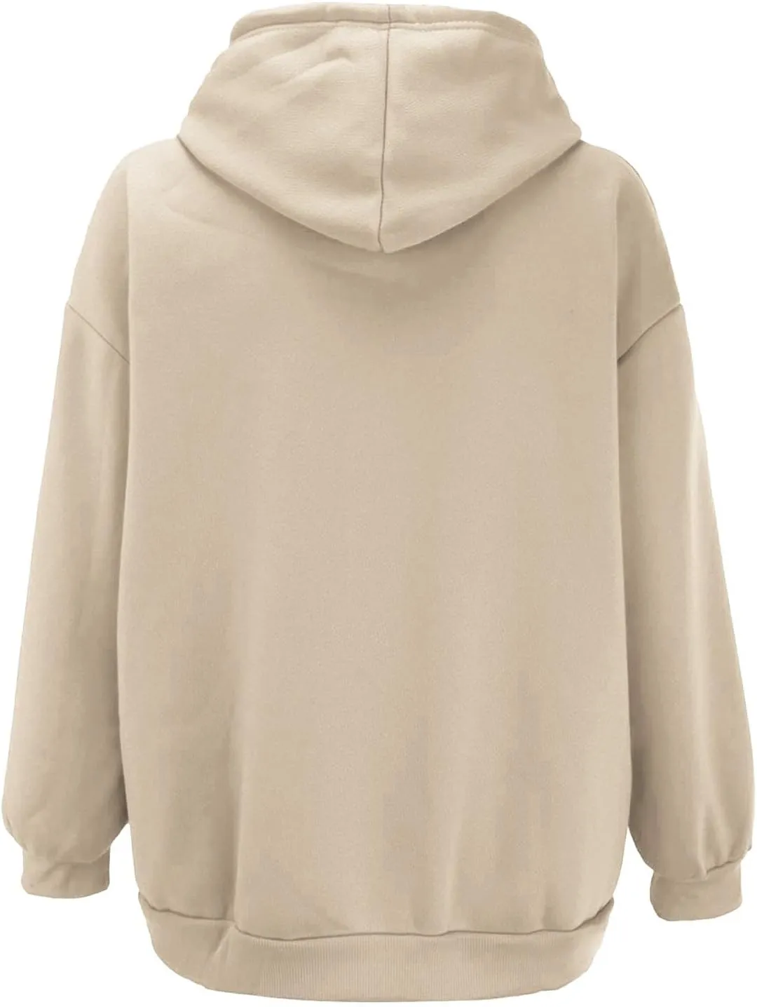 Women's Zip Up Hoodies Solid Color Oversized Sweatshirt Clothing Fall Casual Drawstring Jacket with Pockets