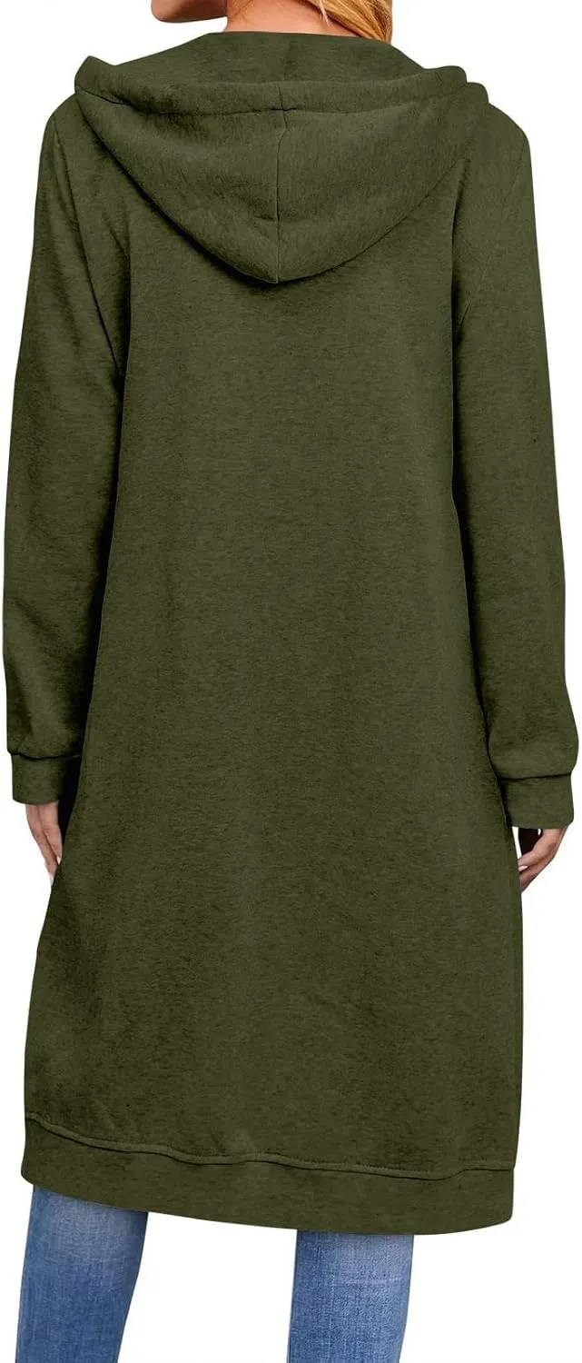 Womens Zip Up Long Sleeve Hoodies Sweatshirt Fleece Jackets 2024 Fall Fashion Outfits Winter Clothes Long Coats