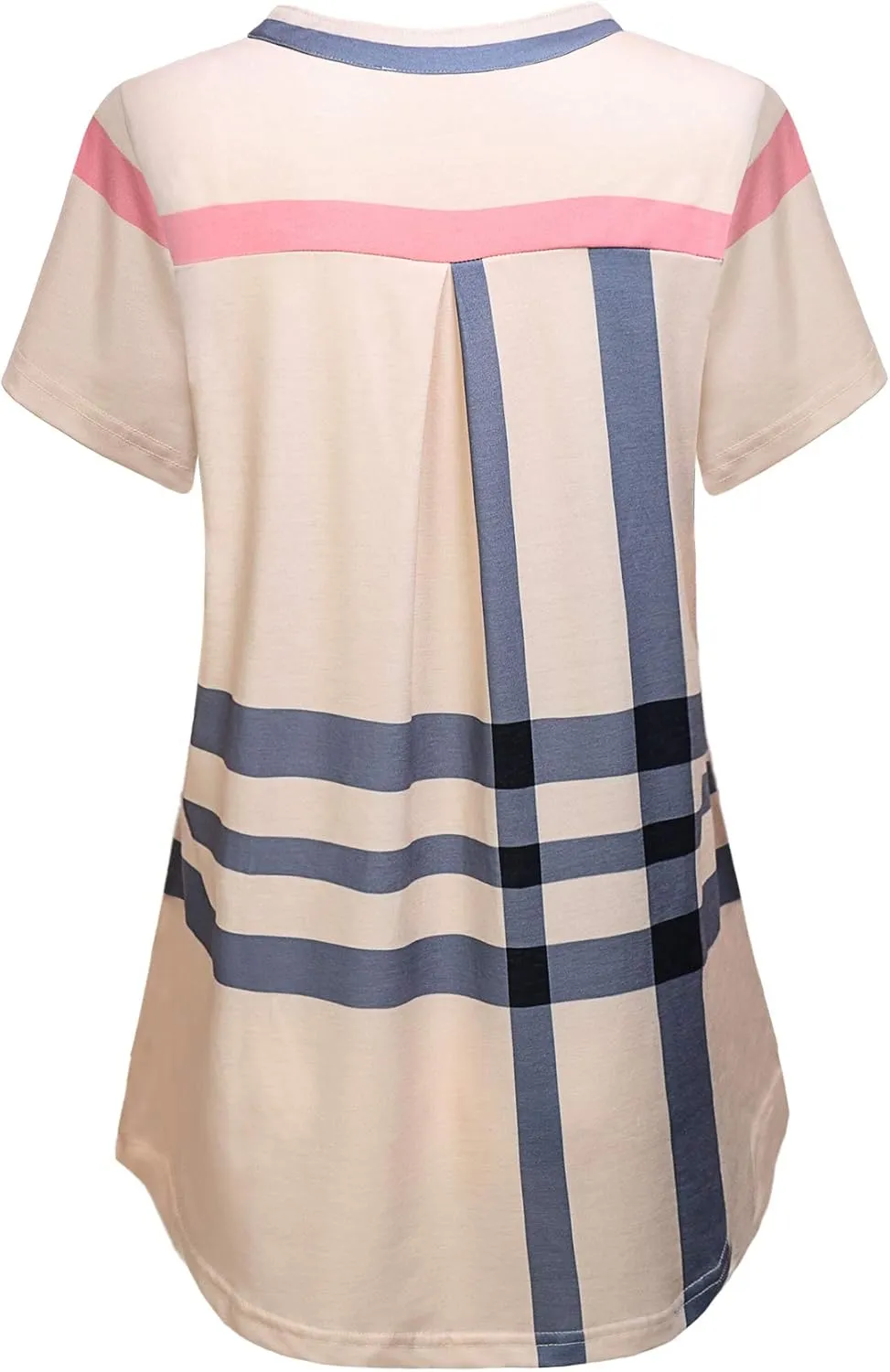 Women's Zip Up V Neck Short Sleeve Casual Tunic Shirt
