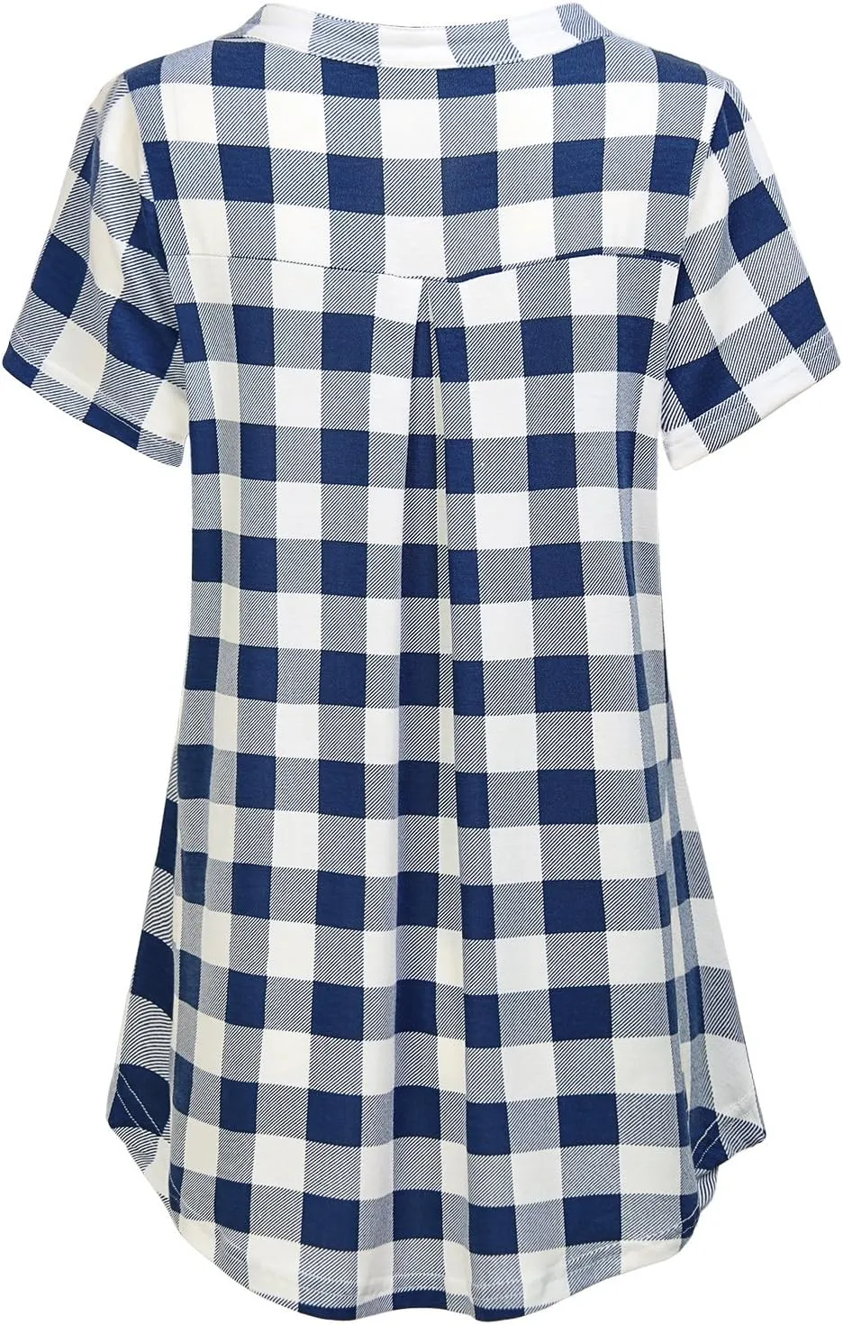 Women's Zip Up V Neck Short Sleeve Casual Tunic Shirt