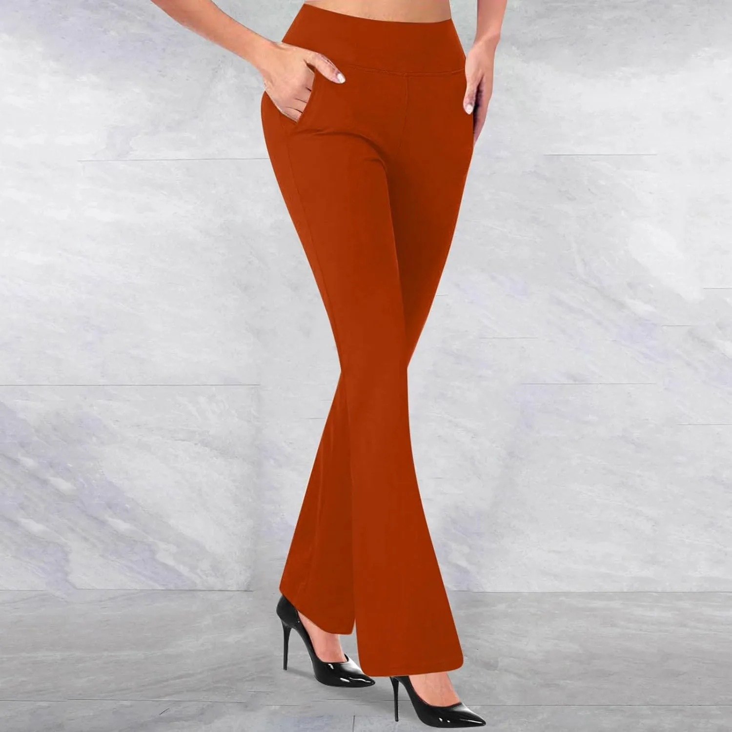 Work Pants for Women 2025 High Waist Stretch Comfy Dressy Flare Long Pants Casual Pull On Office Business Trousers