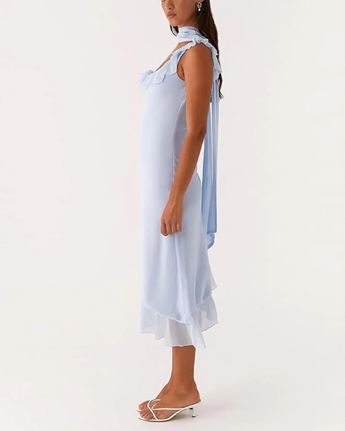 Y2k Boho Maxi Dress Floral Sheer Tiered Ruffle Cami Long Dress Summer Smocked Beach Flowy Sundress