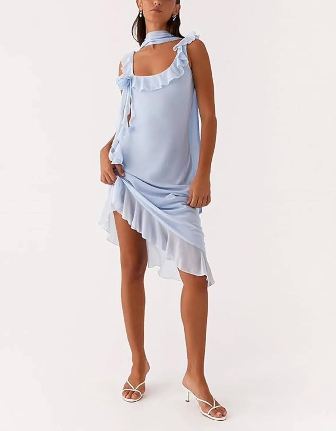 Y2k Boho Maxi Dress Floral Sheer Tiered Ruffle Cami Long Dress Summer Smocked Beach Flowy Sundress