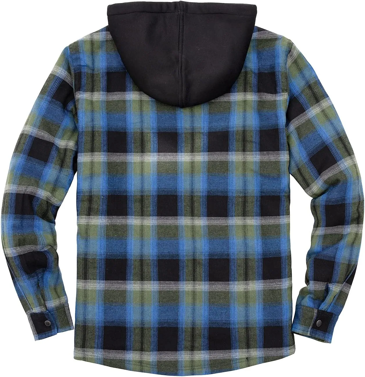 ZENTHACE Men's Sherpa Lined Full Zip Hooded Plaid Shirt Jacket