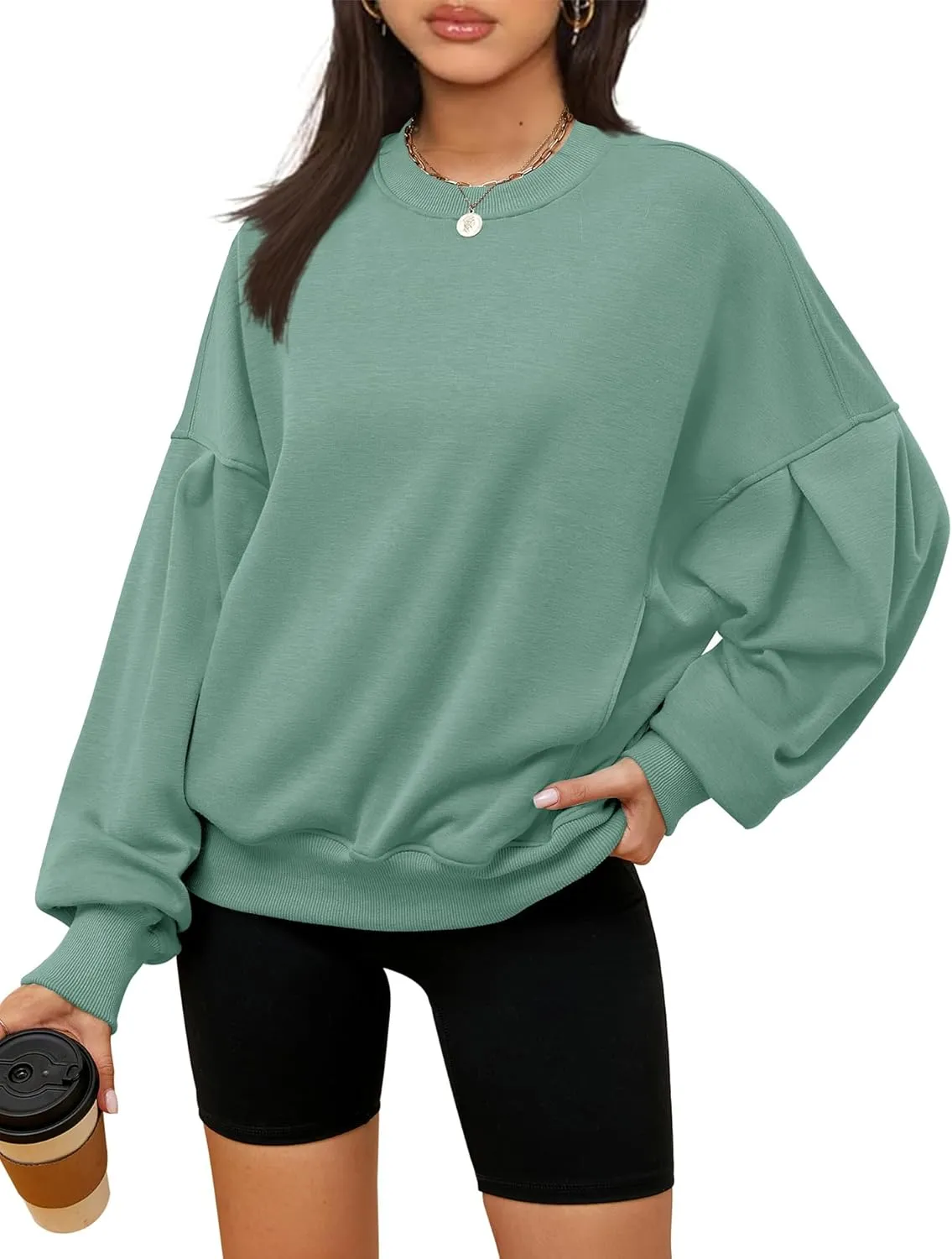 ZHENWEI Sweatshirts for Women Crewneck Pullover Sweaters with Pockets