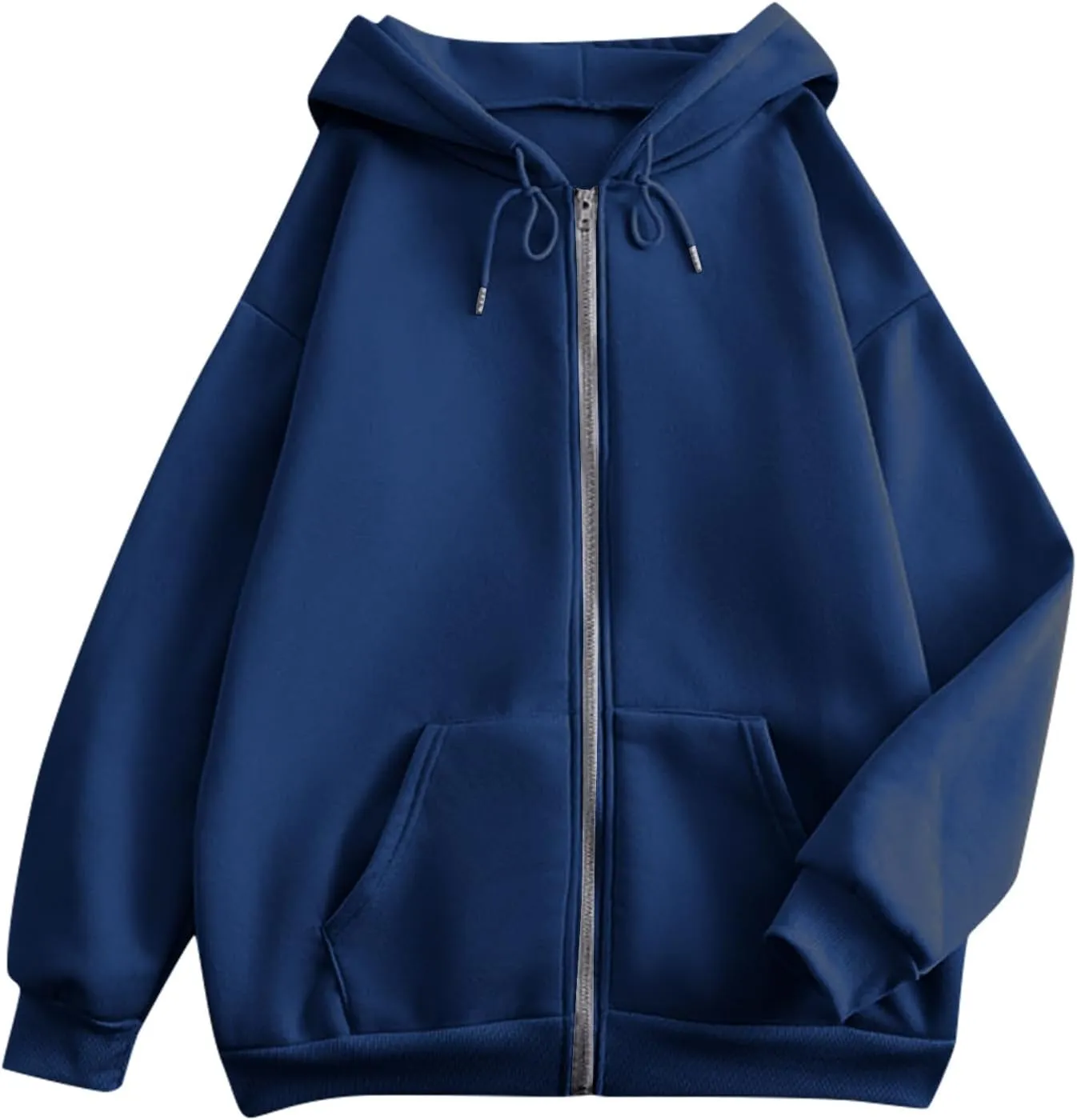 Zip Up Hoodie Women Long Sleeve Oversized Sweatshirts Y2K Jacket Pockets Patchwork Design T-Shirt Hoodie