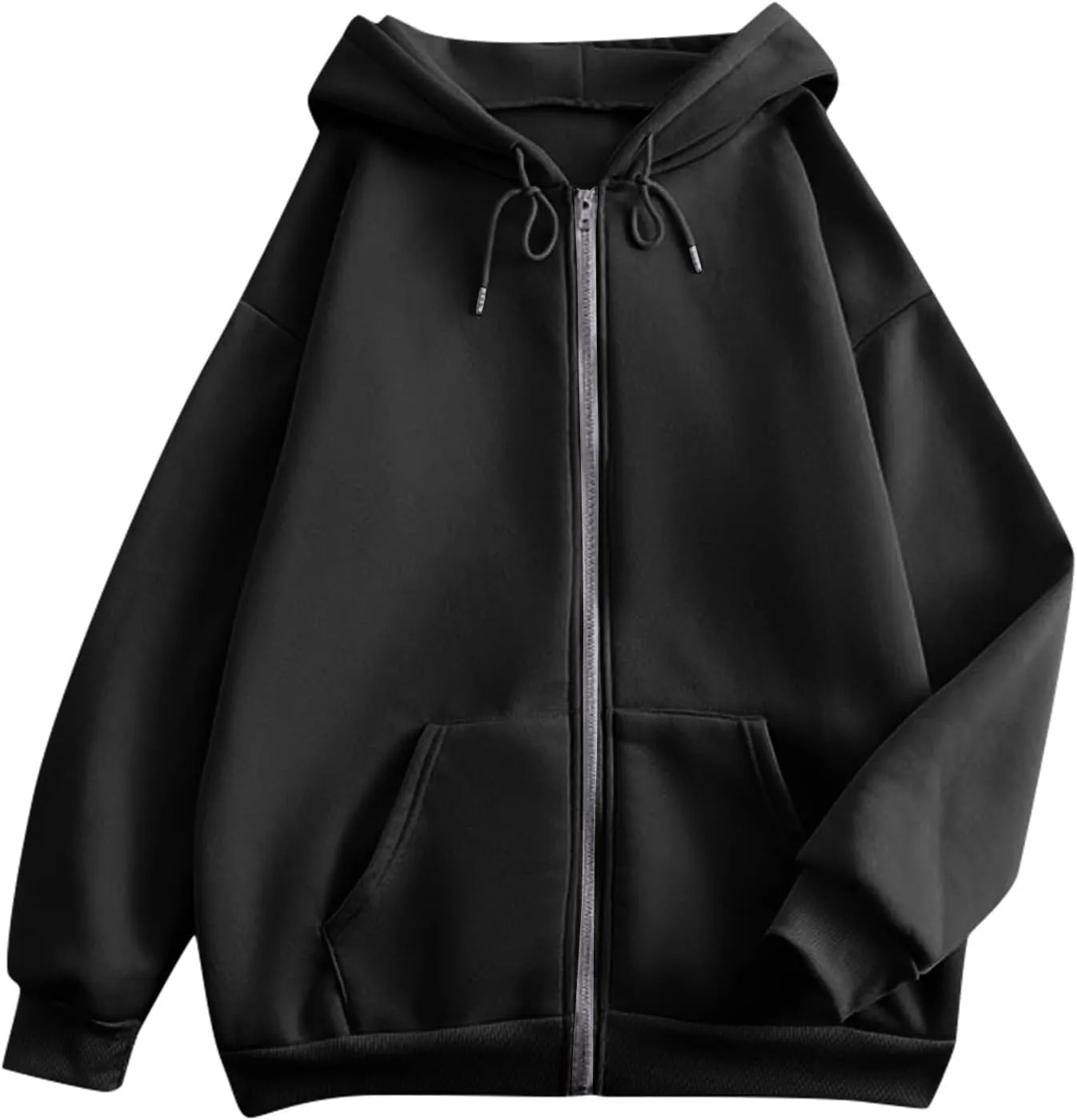 Zip Up Hoodie Women Long Sleeve Oversized Sweatshirts Y2K Jacket Pockets Patchwork Design T-Shirt Hoodie