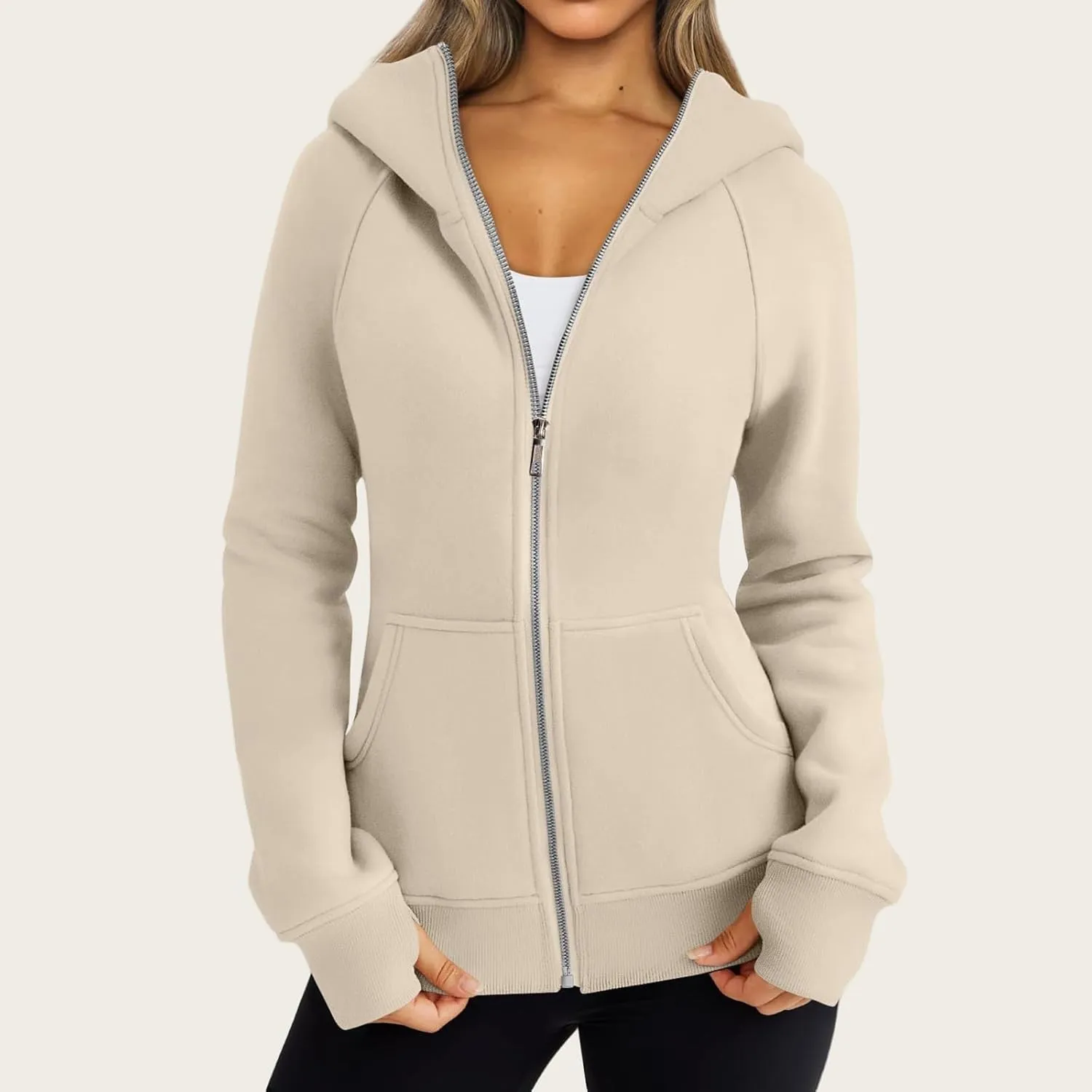 Zip Up Hoodies for Women Lightweigh Oversized Fleece Hoodie Jacket Long Sleeve Hooded Sweatshirt Fall Winter Clothes
