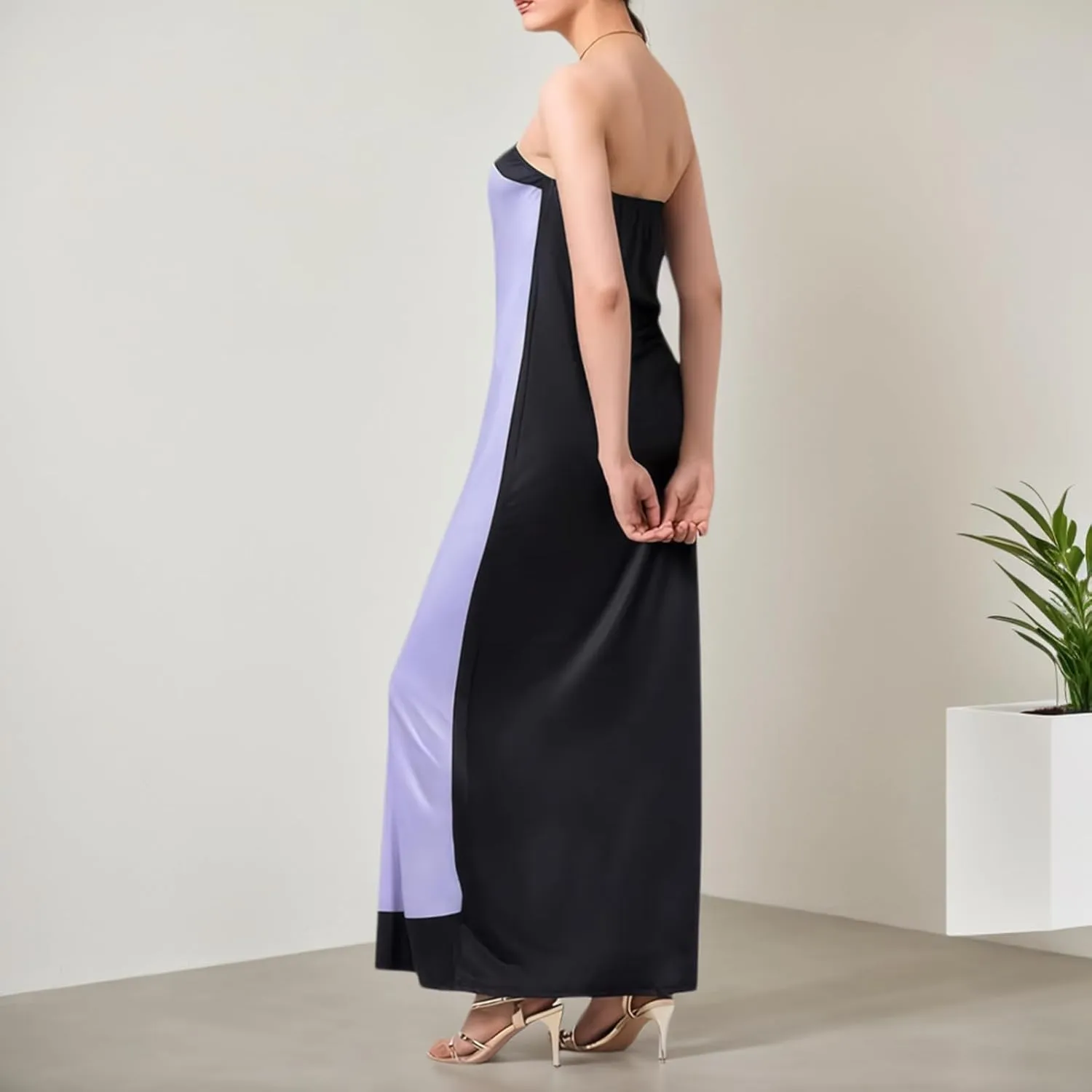 Zwirelz Women Strapless Maxi Dress Boho Floral Print Flowy Long Tube Dress Off Shoulder Loose Beach Sundress Long Tube Dress